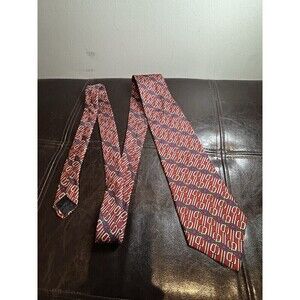 Brooks Brothers Silk Tie Red Blue Gold Interlocking Chain Design 100% Silk